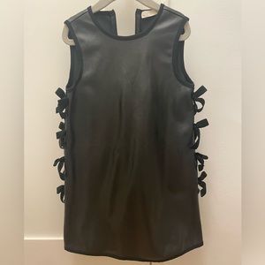 Girls leather dress with velvet bows